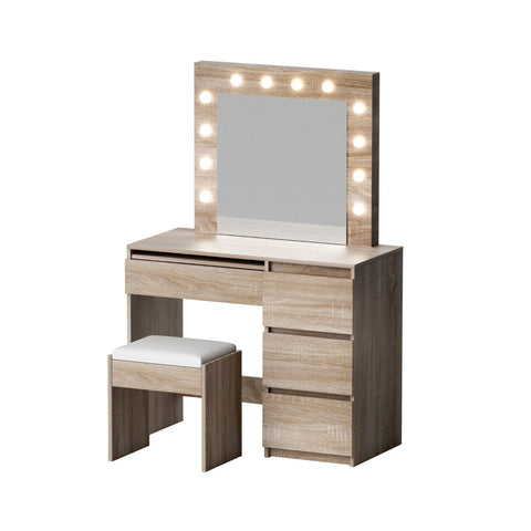 Artiss Dressing Table Set Stool 12 Led Bulbs Wood Dressing Tables