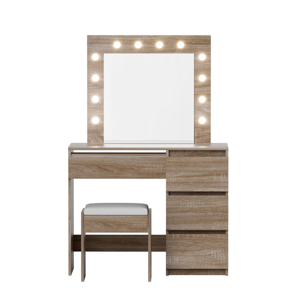 Artiss Dressing Table Set Stool 12 Led Bulbs Wood Dressing Tables