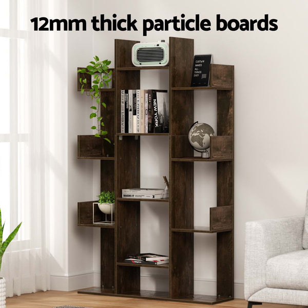 Particle Board Bookshelf Walnut Tree Shaped Multi Compartment Home Furniture Bookshelves