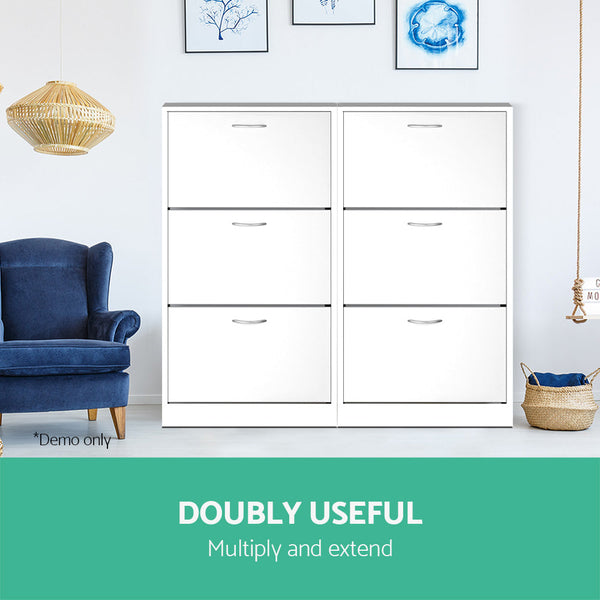 Particle Board Shoe Rack Adjustable Shelves Organiser Cabinet For 36 Pairs Shoe Racks