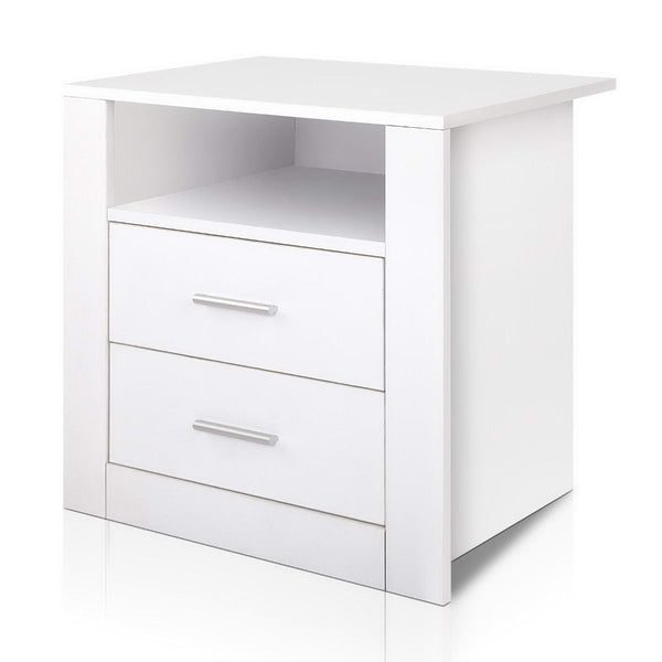 Artiss Bedside Table 2 Drawers With Shelf Tara Oak Bedside Tables