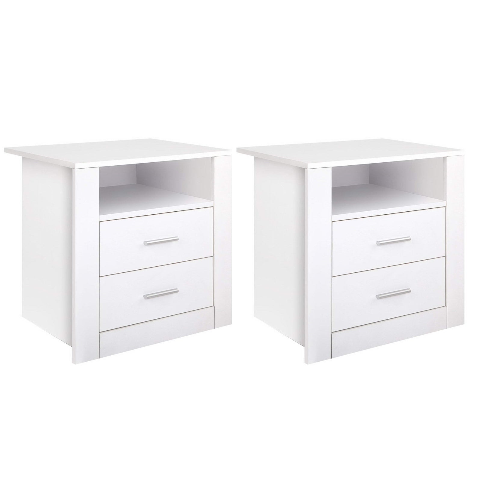 Artiss 2 X Bedside Table Drawers With Shelf Tara White Bedside Tables
