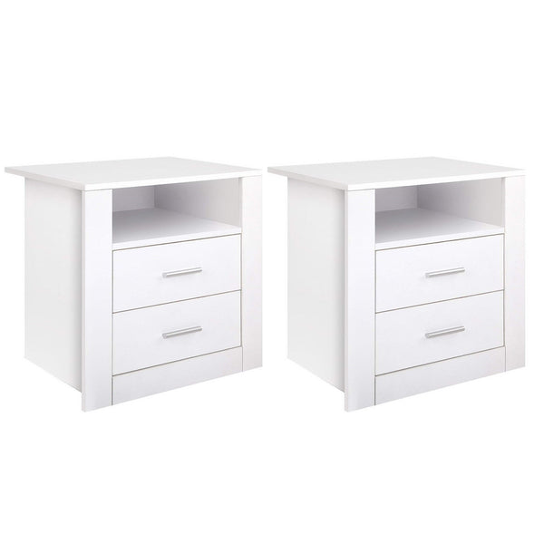 Artiss 2 X Bedside Table Drawers With Shelf Tara White Bedside Tables