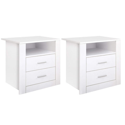 Artiss 2 X Bedside Table Drawers With Shelf Tara White Bedside Tables