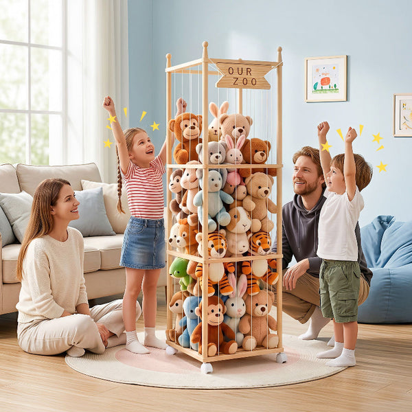 Keezistuffed Animal Toy Storage Holder With Wheels Natural Toy Boxes