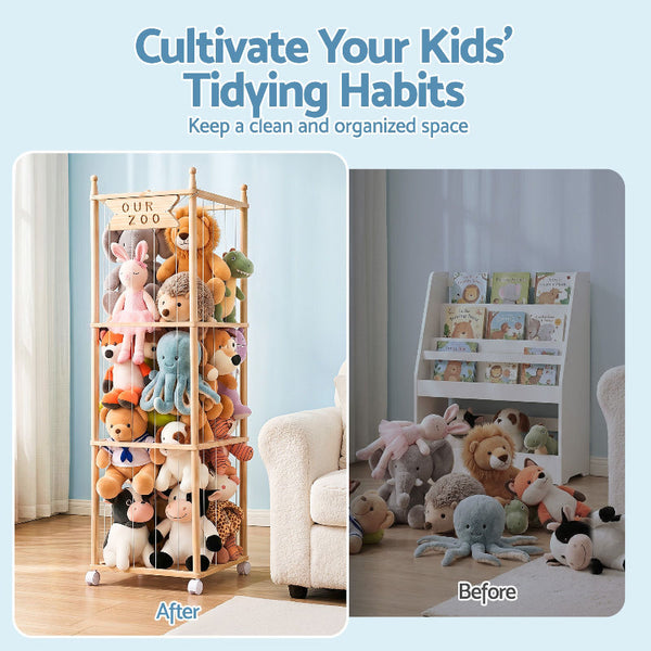 Keezistuffed Animal Toy Storage Holder With Wheels Natural Toy Boxes