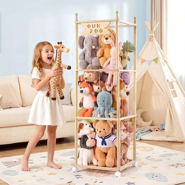 Keezistuffed Animal Toy Storage Holder With Wheels Natural Toy Boxes