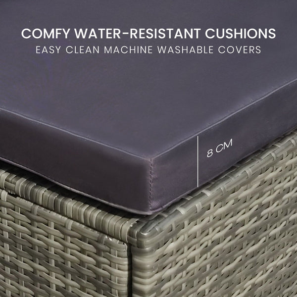 Rattan 1 Seater Outdoor Corner Modular Lounge Chair Grey Patio Chairs