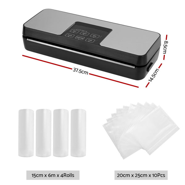 Devanti Food Vacuum Sealer Machine Auto Cutter 5 Modes Storage Bags 4 Rolls Vacuum Sealers