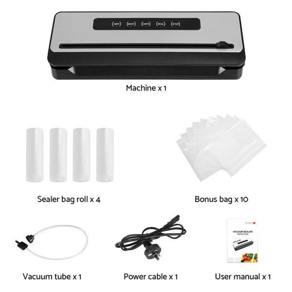 Devanti Food Vacuum Sealer Machine Sealing Cutter 4 Modes Storage Bags Rolls Vacuum Sealers