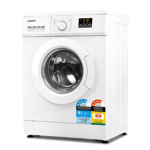 Devanti 8Kg Front Load Washing Machine Quick 24H Delay Start Automatic Washing Machines