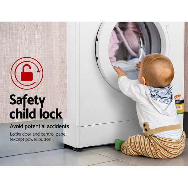 Devanti 8Kg Front Load Washing Machine Quick 24H Delay Start Automatic Washing Machines