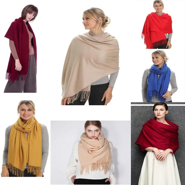 Fashion Women Scarf Thin Shawls Solid Colour Cashmere Like Pashmina Hijabs Wraps Scarves & Wraps