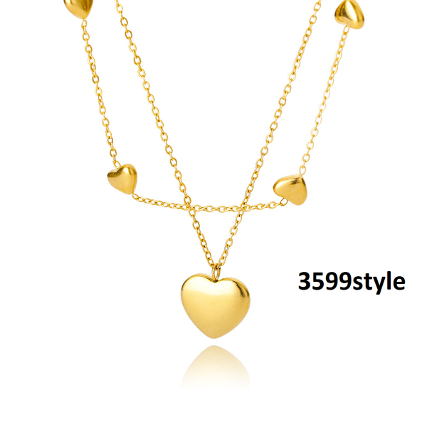 Veile Studios Fashion Jewelry Multilayer Heart Pendant Necklaces Stainless Steel Chain Choker Necklaces & Pendants