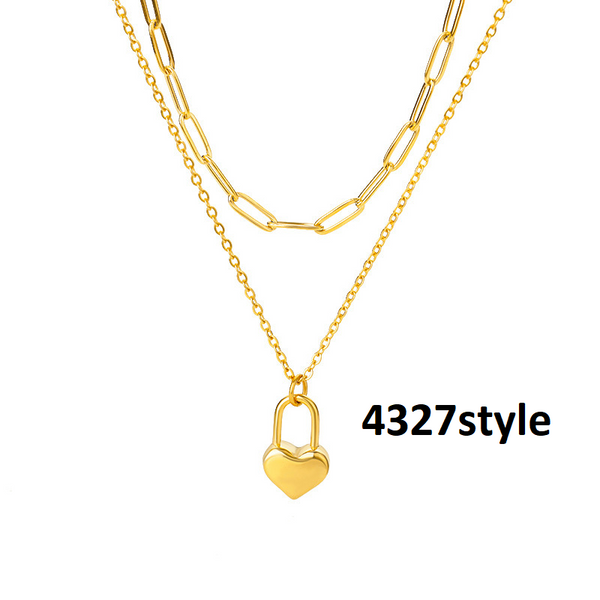 Veile Studios Fashion Jewelry Multilayer Heart Pendant Necklaces Stainless Steel Chain Choker Necklaces & Pendants