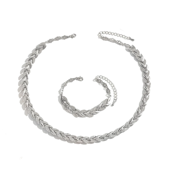 Luxury Leaf Shaped Rhinestone Bracelet And Necklace Set Sparkling Mermaid Full Party Jewelry For Women Bracelets