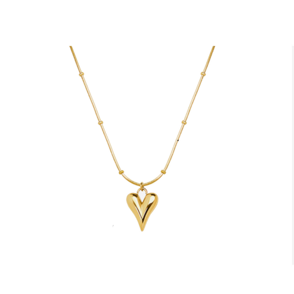 Fashionable And Minimalist Heart Shaped Necklace With Titanium Steel Plated 18K Real Gold Necklaces & Pendants