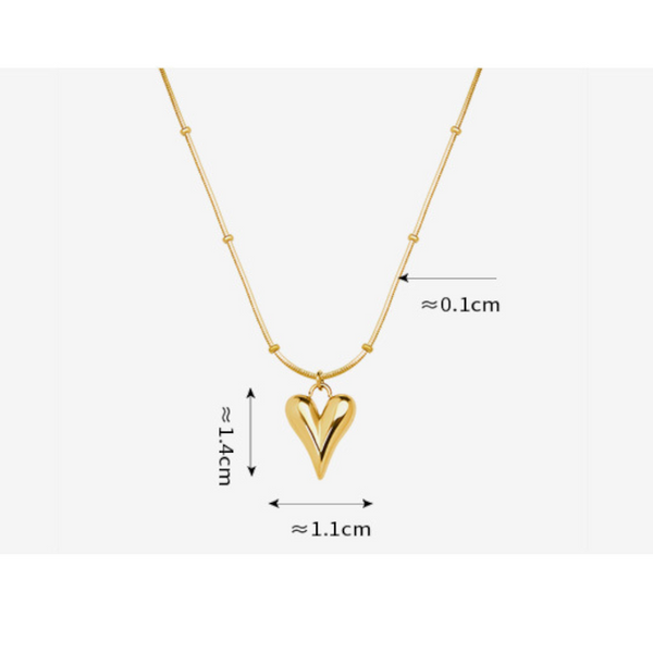 Fashionable And Minimalist Heart Shaped Necklace With Titanium Steel Plated 18K Real Gold Necklaces & Pendants