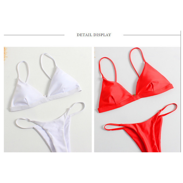 Fashionable And  Bikini New Women's Split Solid Color Swimsuit Swimwear