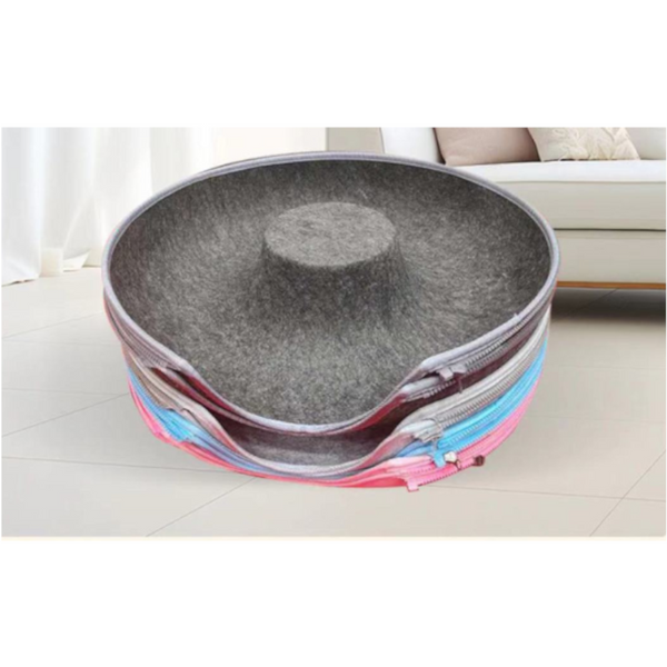 Felt Donut Cat Bed With Zipper Tunnel And Toy Double Layer Pet For Cats Pet Beds