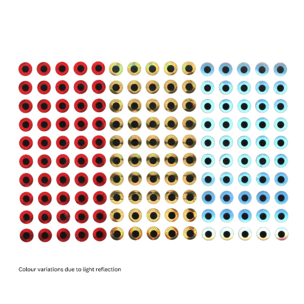 Artizan Flat Lure Eyes 5Mm Gold/Red/Silver Qty 150 Baits & Lures