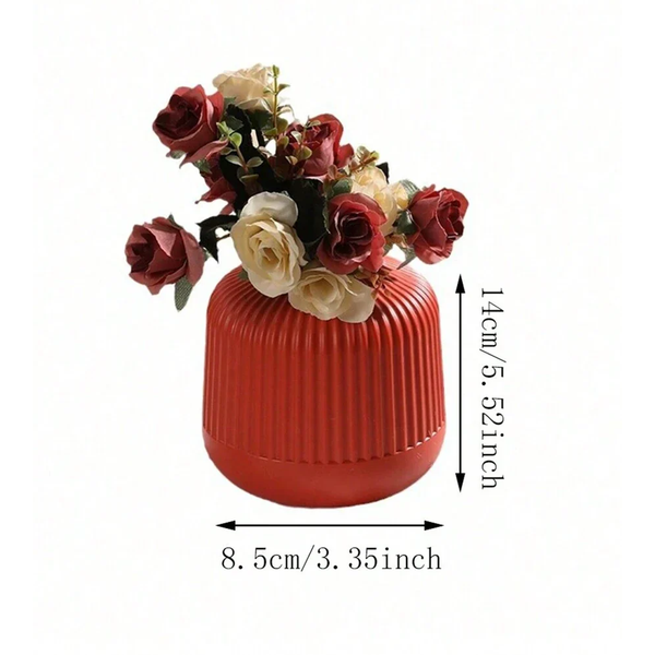 Flower Vase Coral Red Small Nordic Plastic Pot Decor For Living Spaces Vases