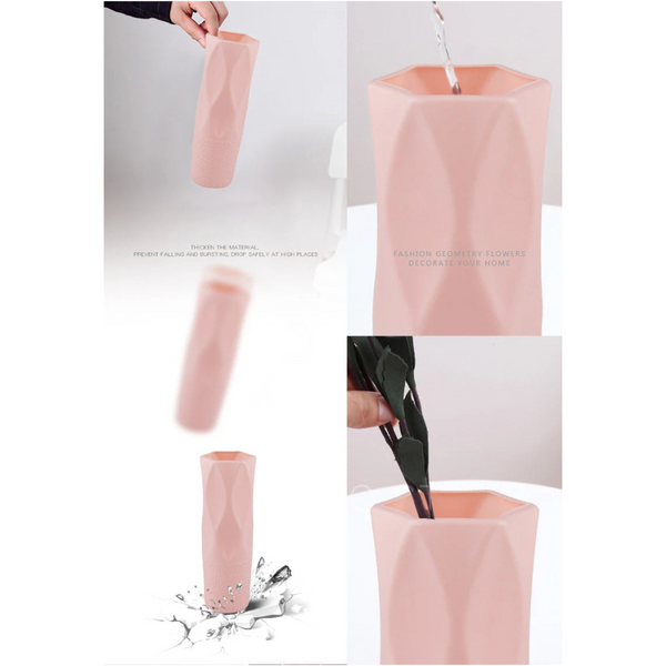 Flower Vase Pink Small Nordic Rock Diamond Pattern Pot Decor Vases