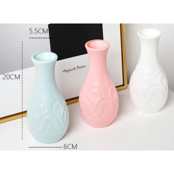 Flower Vase Pink Small Wave Lines Pattern Nordic Pot Decor Vases