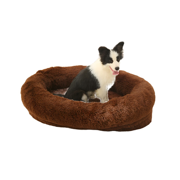 Elosung Fluffy Donut Shaped Pet Bed Soft Cozy And Anti Anxiety For Dogs Cats Machine Washable Coffee Pet Beds