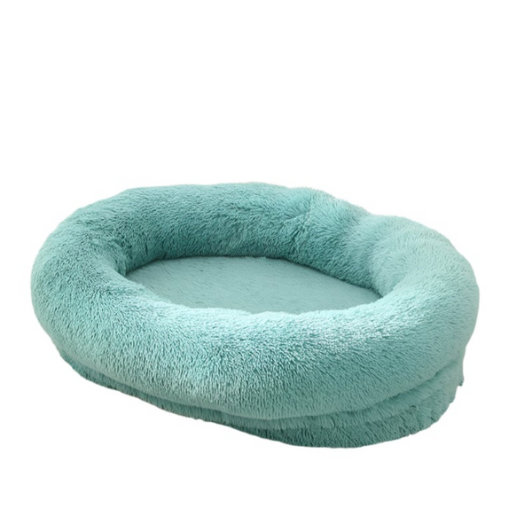 Fluffy Donut Shaped Pet Bed Soft Cozy And Anti Anxiety For Dogs Cats Machine Washable Emerald Green Size:L 90*65*20Cm Pet Beds