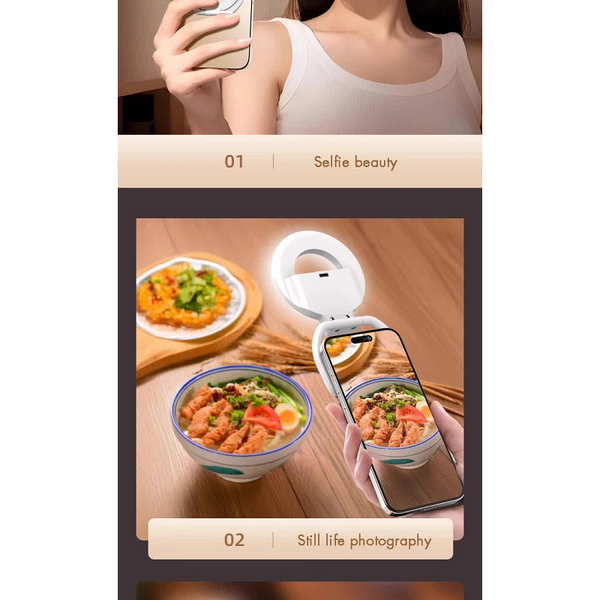 Foldable Clip On Selfie Ring Light With Stand Brightness For Smartphones Selfie Lights