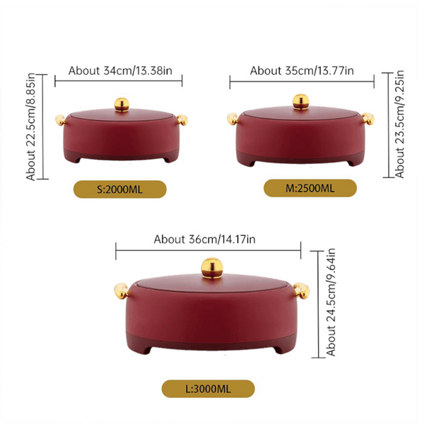 Food Warmer Container Egg Shaped High Footed Insulated Box 2L 2.5L 3L Countertop Food Warmers