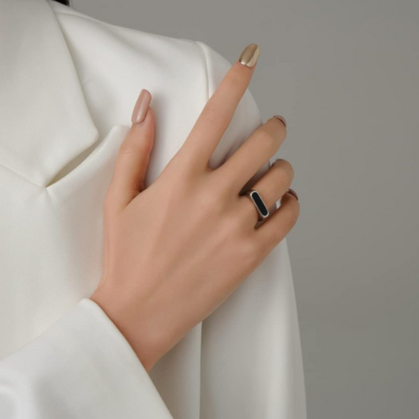 French Fashion Exaggerated Geometric Weight Glazed Element Ring Rings