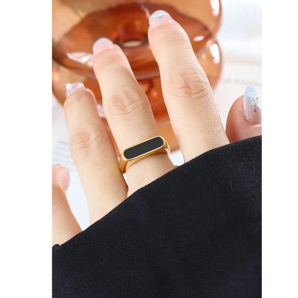 French Fashion Exaggerated Geometric Weight Glazed Element Ring Rings