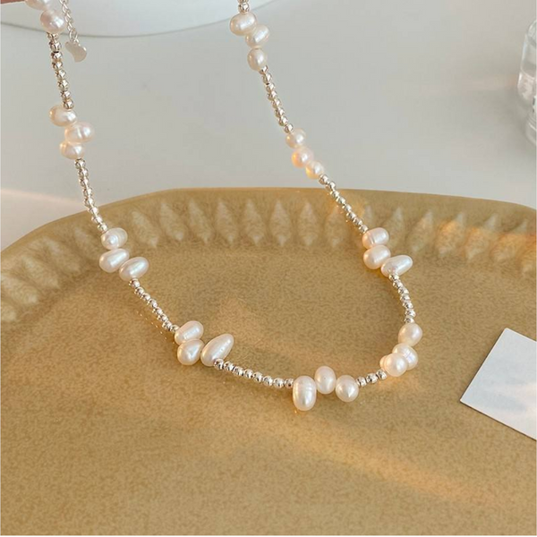 Freshwater Pearl Titanium Steel Bead Necklace Necklaces & Pendants