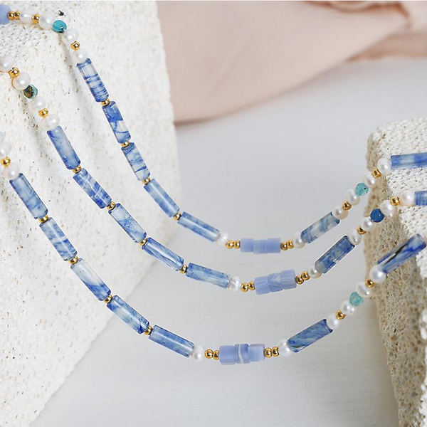 Freshwater Pearl Titanium Steel Geometric Bead Necklace Necklaces & Pendants
