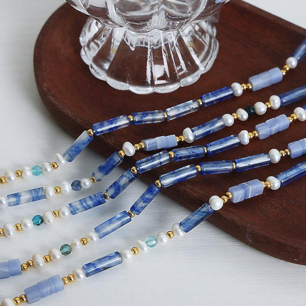 Freshwater Pearl Titanium Steel Geometric Bead Necklace Necklaces & Pendants