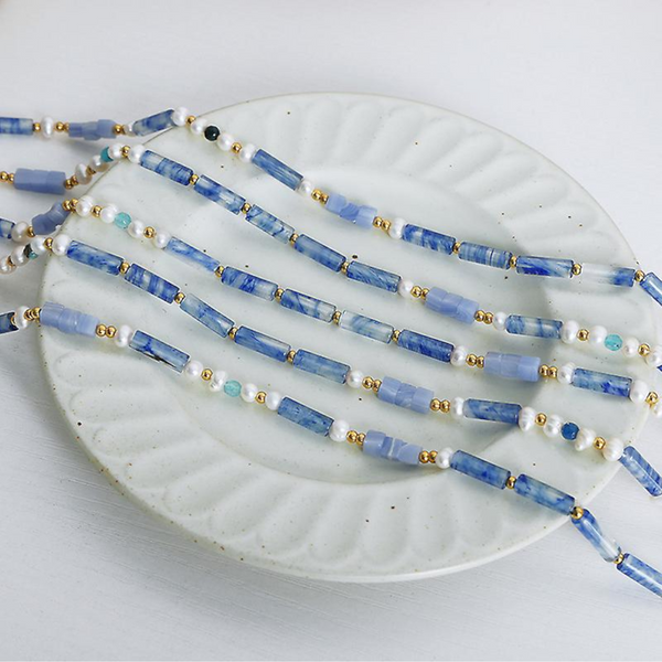 Freshwater Pearl Titanium Steel Geometric Bead Necklace Necklaces & Pendants