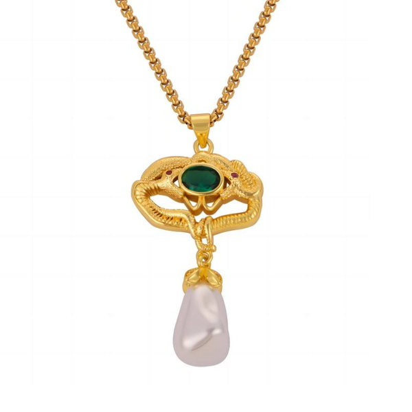 Freshwater Pearl Titanium Steel Geometric Necklace Necklaces & Pendants