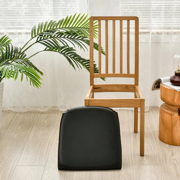 Plain Beige Stretch Chair Seat Cover For Dining Kitchen Washable Removable Chair Covers