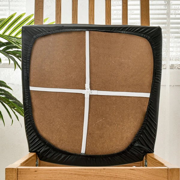 Plain Beige Stretch Chair Seat Cover For Dining Kitchen Washable Removable Chair Covers