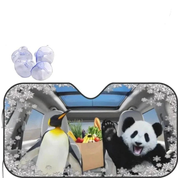 Funny Panda Car Windshield Sun Shade Foldable Front Covers Visors Sun Visors