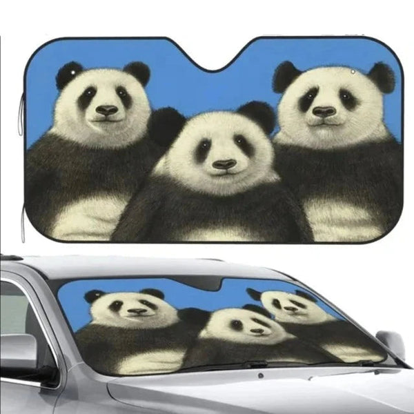 Funny Panda Car Windshield Sun Shade Foldable Front Covers Visors Sun Visors