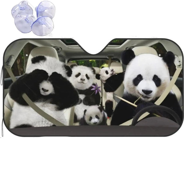 Funny Panda Car Windshield Sun Shade Foldable Front Covers Visors Sun Visors
