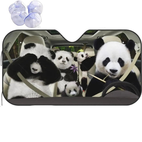 Funny Panda Car Windshield Sun Shade Foldable Front Covers Visors Sun Visors