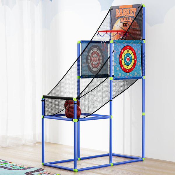 Basketball Arcade Game Electronic Scorer 3 Games Adjustable Kids Blue Basketball Training Aids