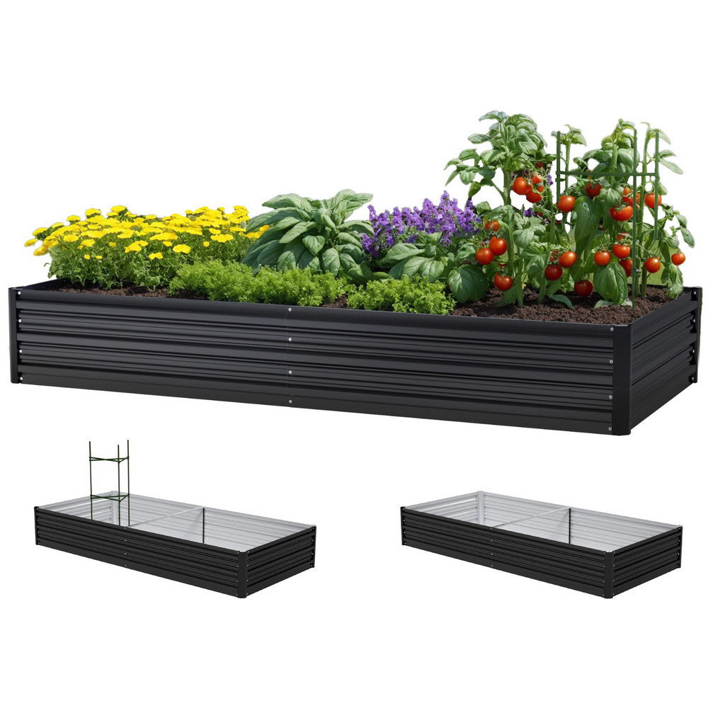 Green Fingers Raised Garden Bed 2 Pcs 210X90cm Planter Box Container Galvanised Metal Outdoor Raised Garden Beds
