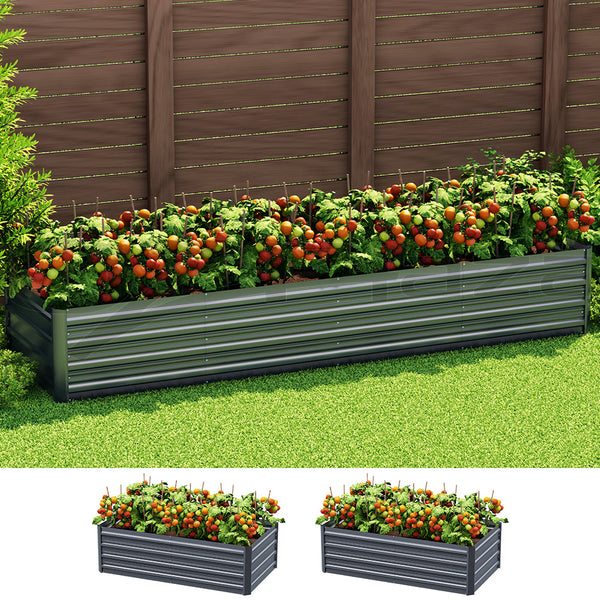 Green Fingers Garden Bed 240X80x45cm Planter Box Raised Container Galvanised Herb Raised Garden Beds
