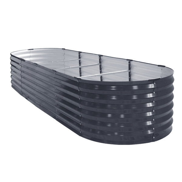 Green Fingers 2X Raised Garden Bed 320X80x42cm Oval Planter Box Container Galvanised Raised Garden Beds