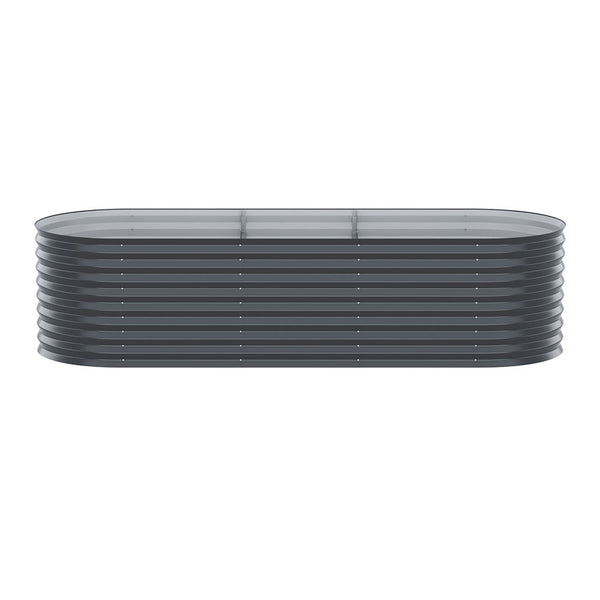 Green Fingers X2 Raised Garden Bed Kit Planter Oval Galvanised Steel 240Cmx80cmx56cm Raised Garden Beds